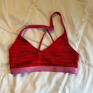 Under armor pink and red sports bra